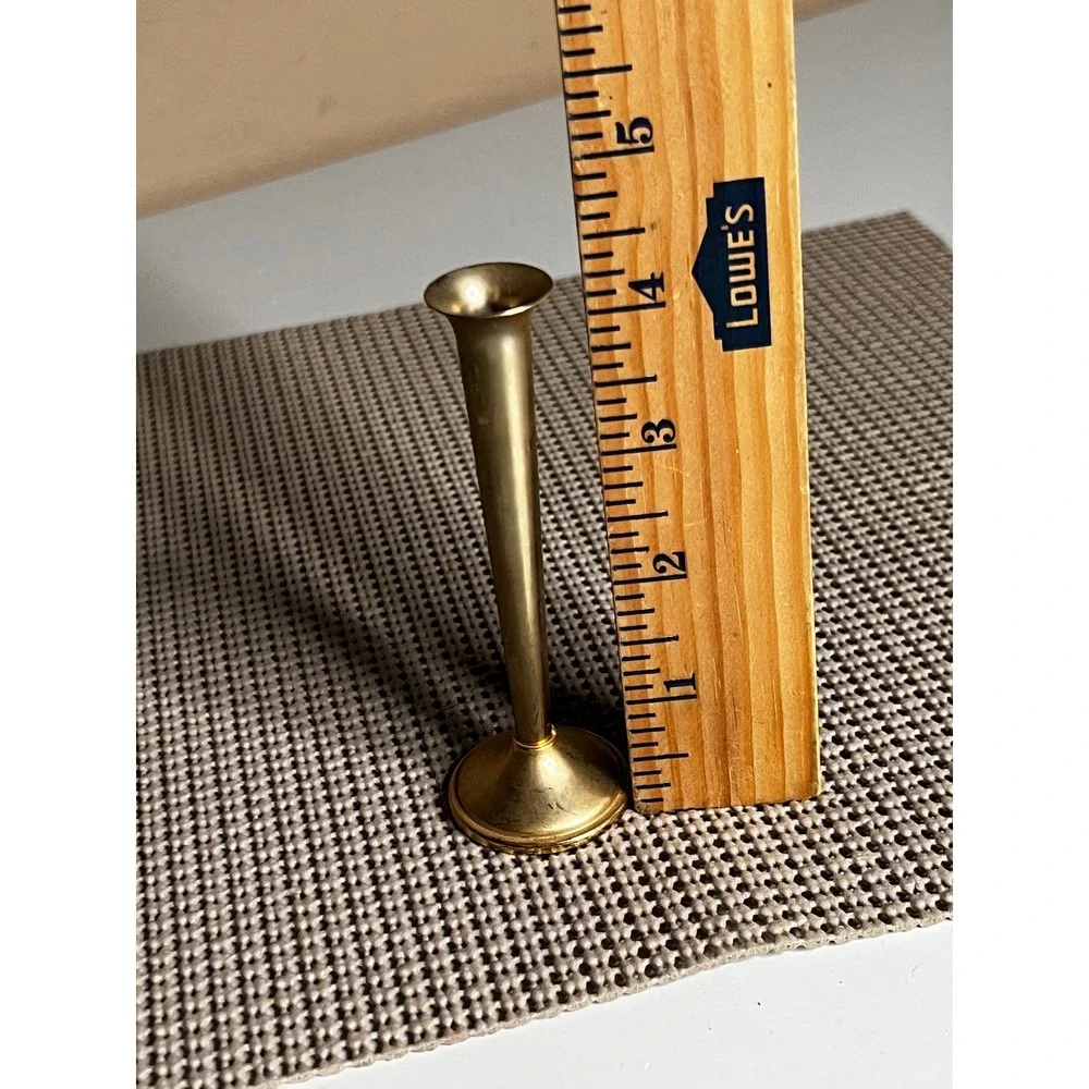 Vintage Ted Arnold Ltd Brass Bud Vase Mid Century Modern Gold Tone 5 Inch